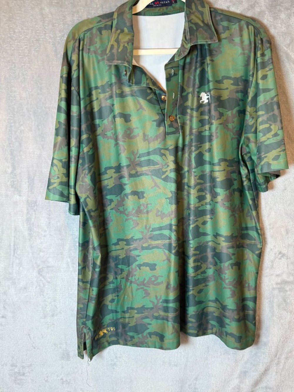 Alial Fital Camo Golf Polo Shirt Made in USA Large Performance Polo